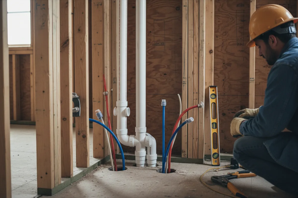 Drain and supply rough-in during Sump Pump Repair in Bellbrook