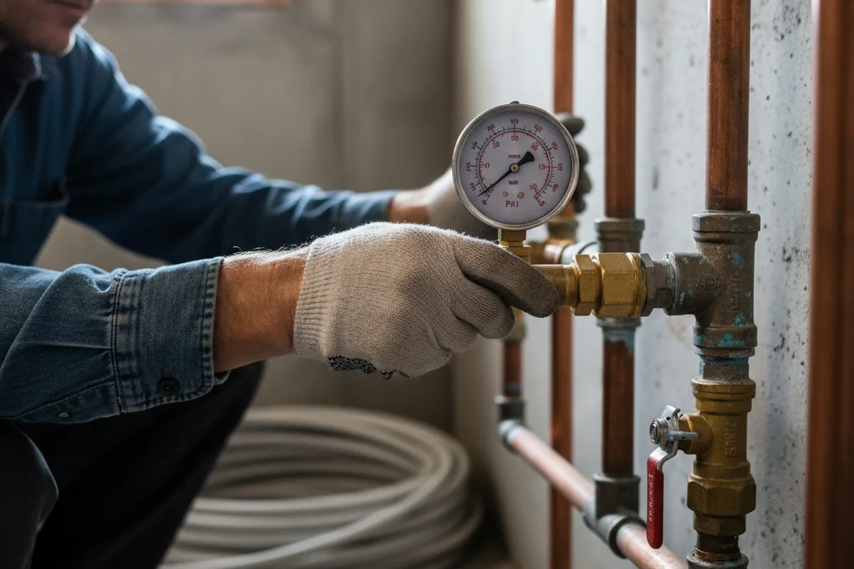 Pressure testing a repaired line during Water Line Repair in Bellbrook